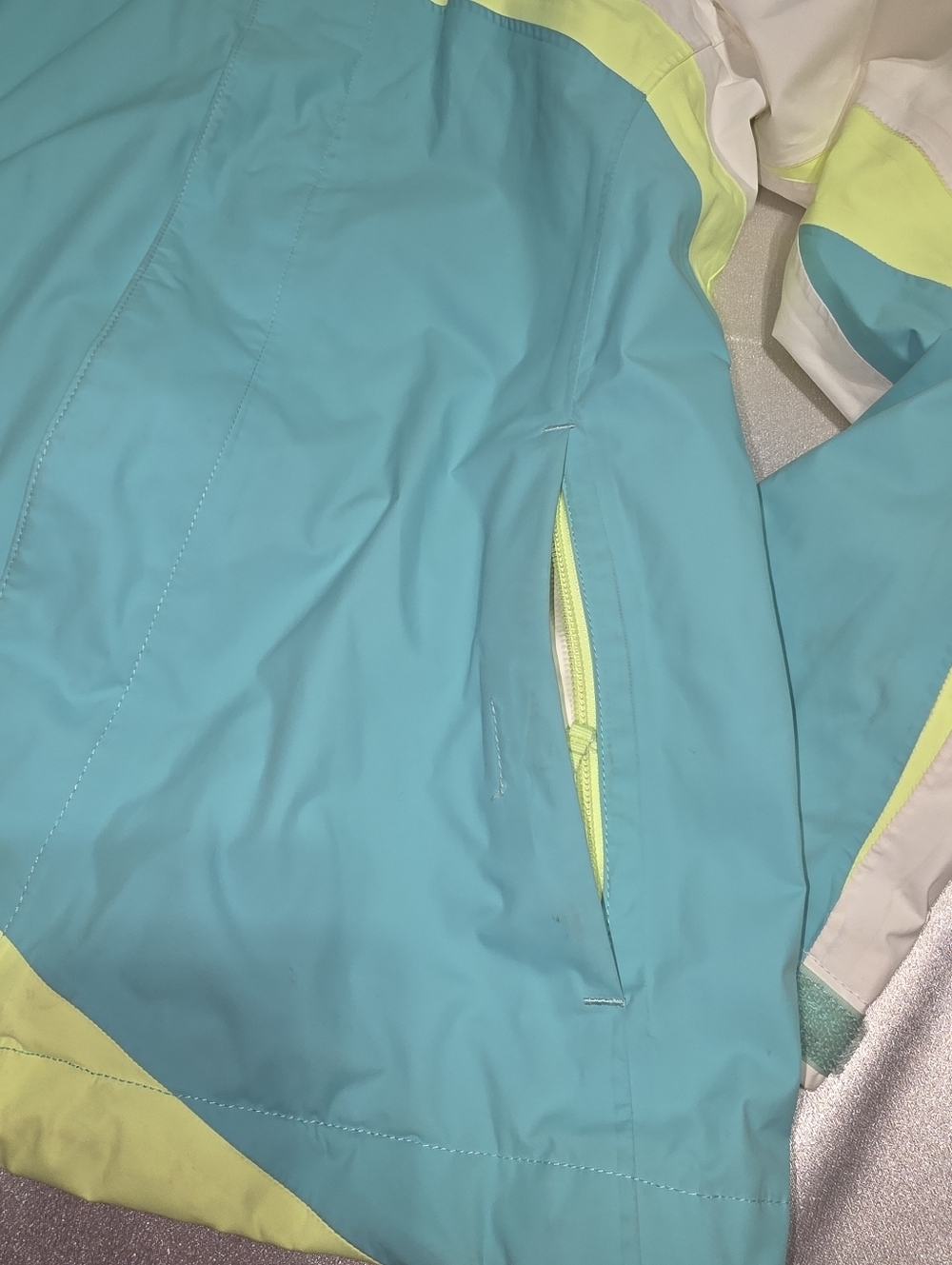 The North Face White, Aqua & Neon Yellow Colorblock Shell Jacket - Picture 9 of 16